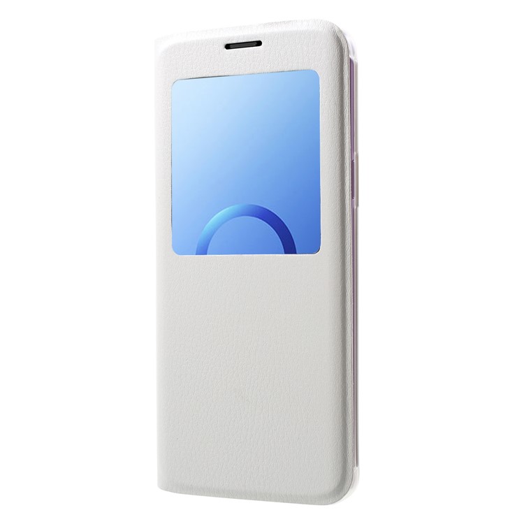Litchi Grain View Window Leather Cover Accessory for Samsung Galaxy S9 G960 - White-3