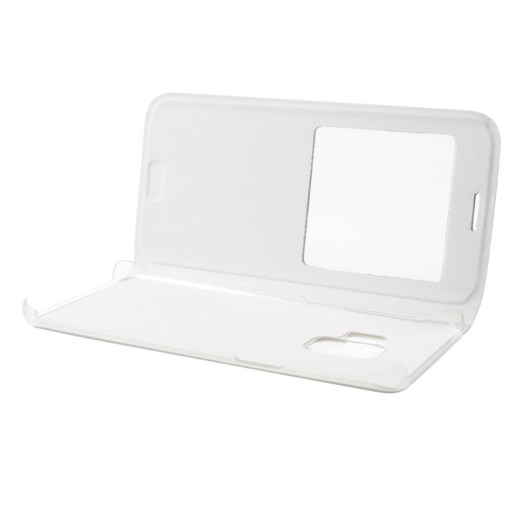 Litchi Grain View Window Leather Cover Accessory for Samsung Galaxy S9 G960 - White-4