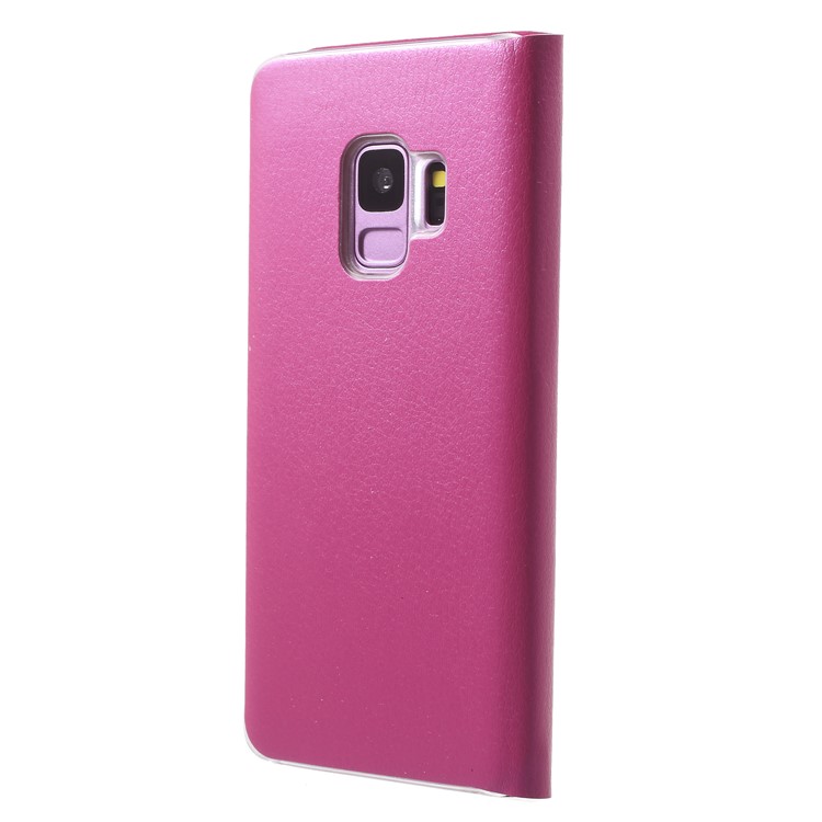 Litchi Texture View Window Leather Phone Flip Case for Samsung Galaxy S9 G960 - Rose-2