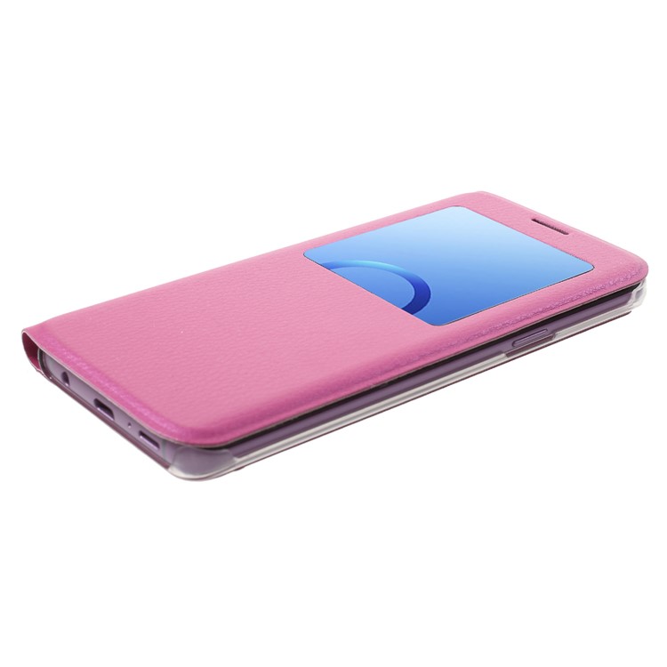 Litchi Texture View Window Leather Phone Flip Case for Samsung Galaxy S9 G960 - Rose-4