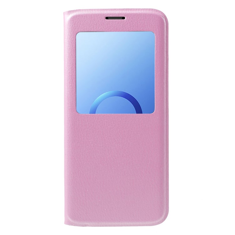 Litchi Texture View Window Leather Mobile Cover for Samsung Galaxy S9 G960 - Pink-1