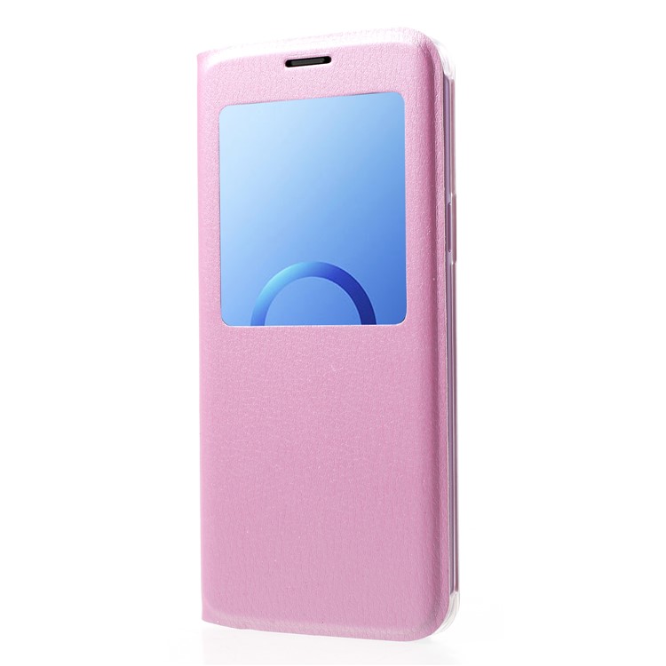 Litchi Texture View Window Leather Mobile Cover for Samsung Galaxy S9 G960 - Pink-3