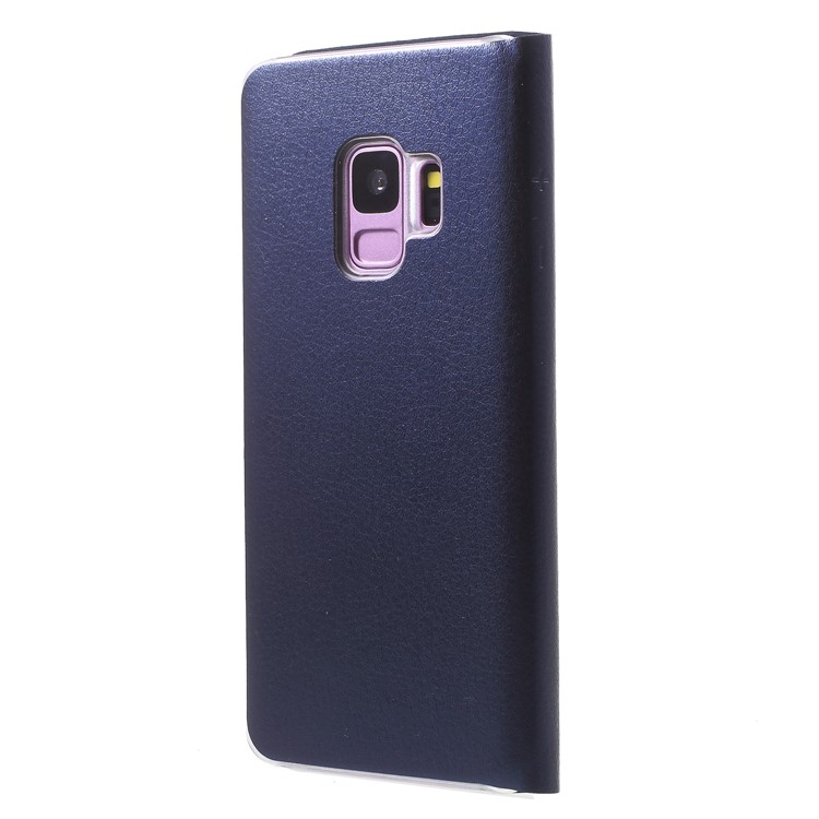 For Samsung Galaxy S9 G960 Litchi Texture View Window Leather Protective Cover - Dark Blue-2