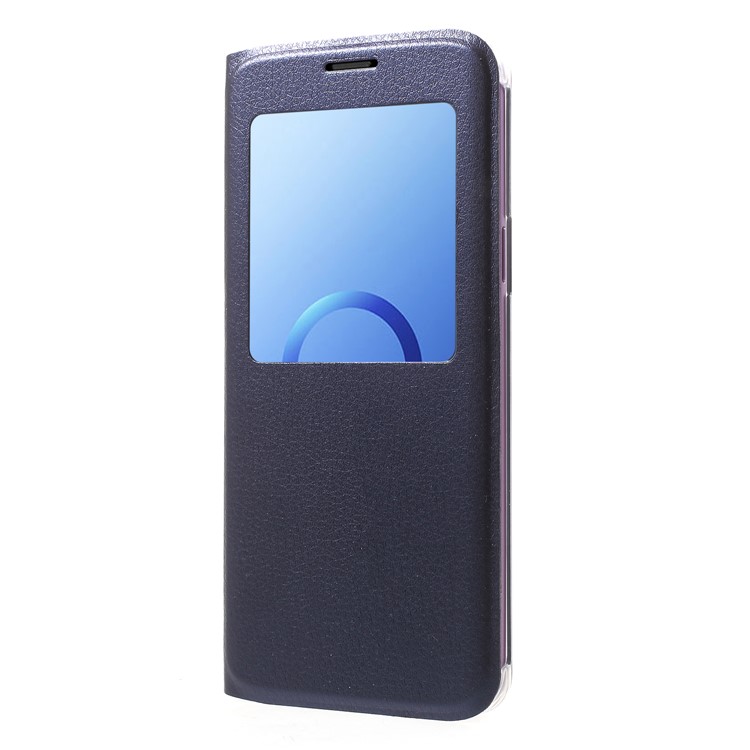 For Samsung Galaxy S9 G960 Litchi Texture View Window Leather Protective Cover - Dark Blue-3