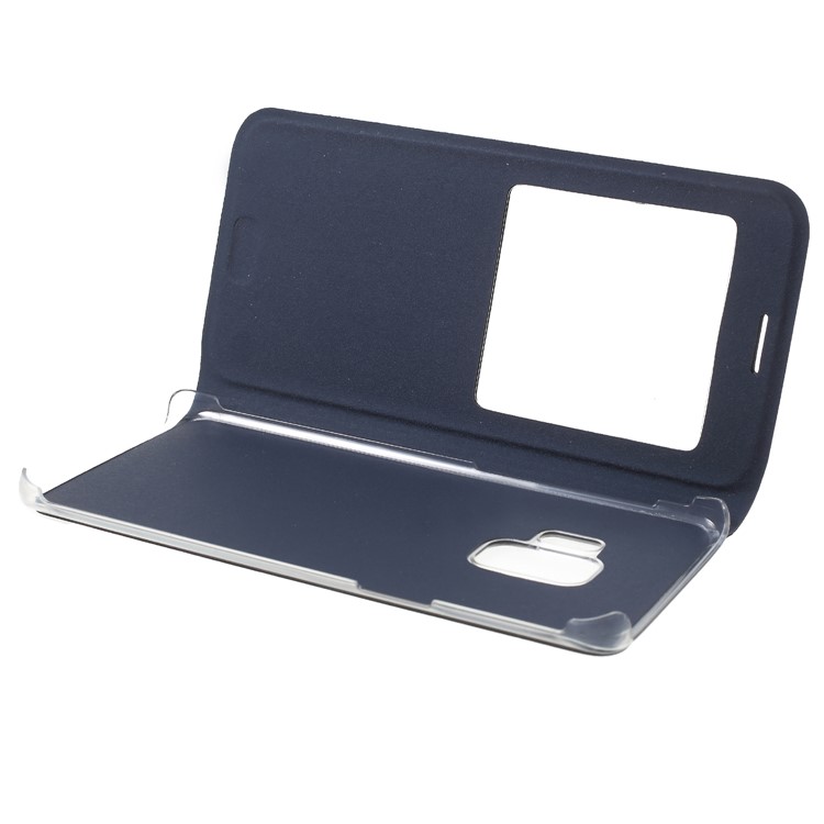 For Samsung Galaxy S9 G960 Litchi Texture View Window Leather Protective Cover - Dark Blue-5