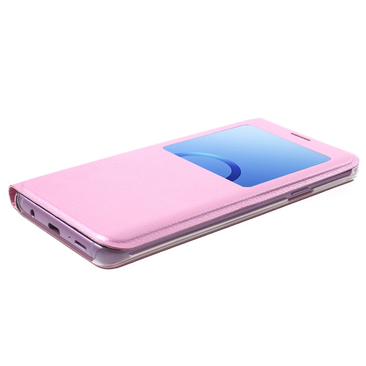 Litchi Texture View Window Leather Casing for Samsung Galaxy S9 Plus SM-G965 - Pink-4