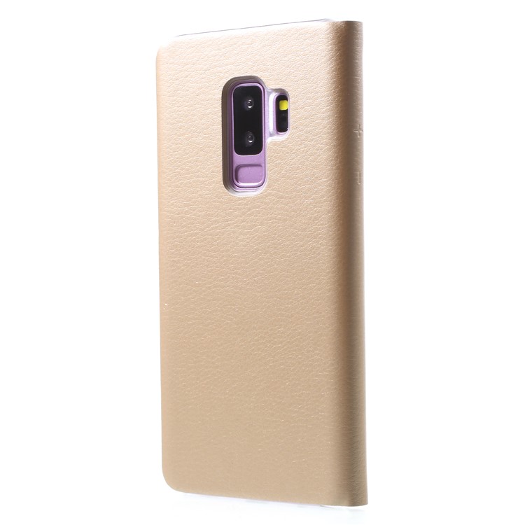 Litchi Texture View Window Leather Mobile Phone Case for Samsung Galaxy S9+ SM-G965 - Gold-2