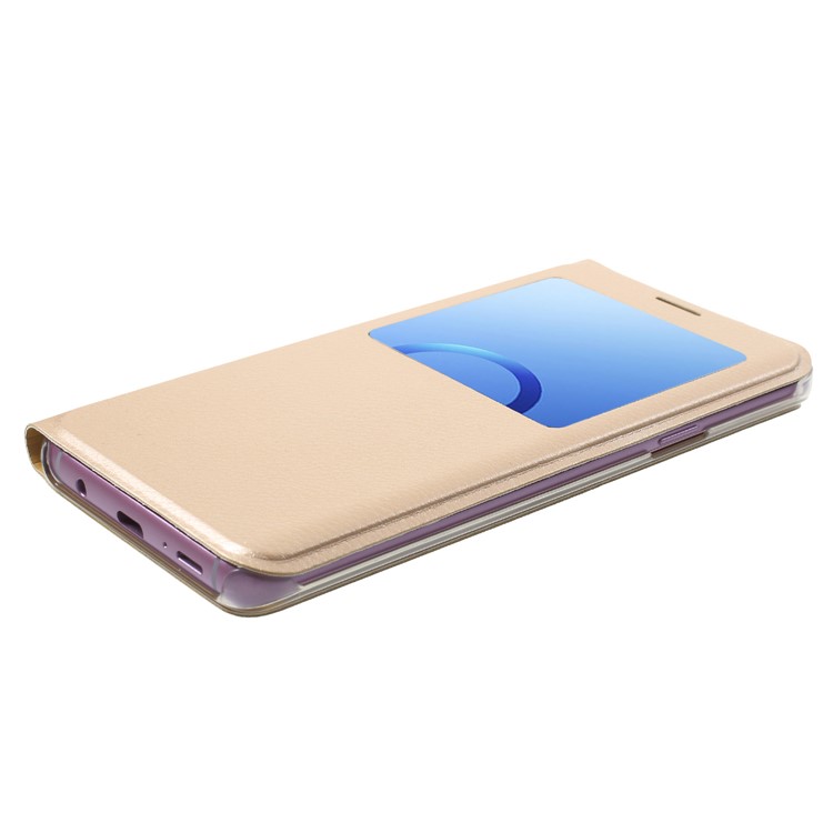 Litchi Texture View Window Leather Mobile Phone Case for Samsung Galaxy S9+ SM-G965 - Gold-4