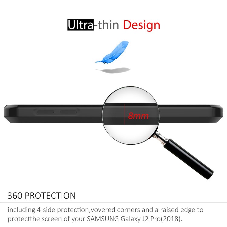 S Shape Carbon Fiber Brushed TPU Case for Samsung Galaxy J2 Pro 2018 - Black-2