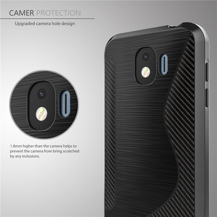 S Shape Carbon Fiber Brushed TPU Case for Samsung Galaxy J2 Pro 2018 - Black-4