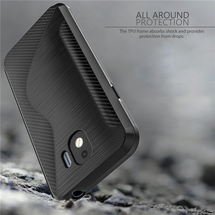 S Shape Carbon Fiber Brushed TPU Case for Samsung Galaxy J2 Pro 2018 - Black-6