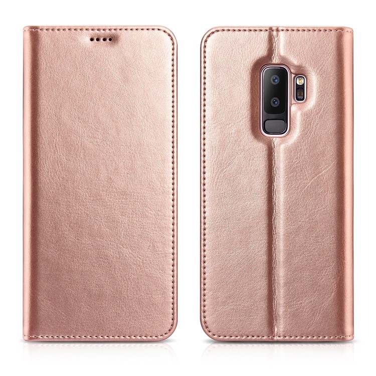 XOOMZ Crazy Horse Texture Leather Wallet Mobile Cover with Stand for Samsung Galaxy S9+ G965 - Rose Gold-1