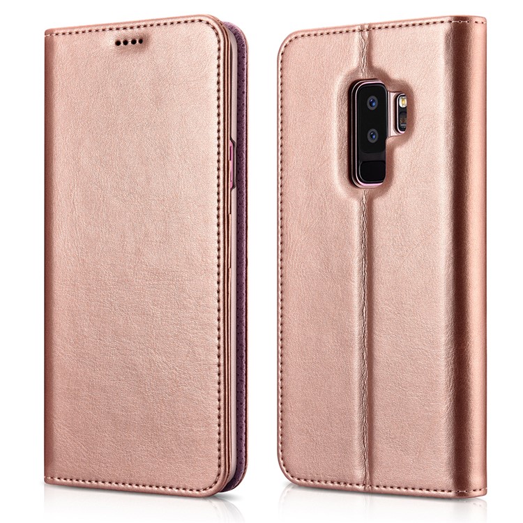 XOOMZ Crazy Horse Texture Leather Wallet Mobile Cover with Stand for Samsung Galaxy S9+ G965 - Rose Gold-2