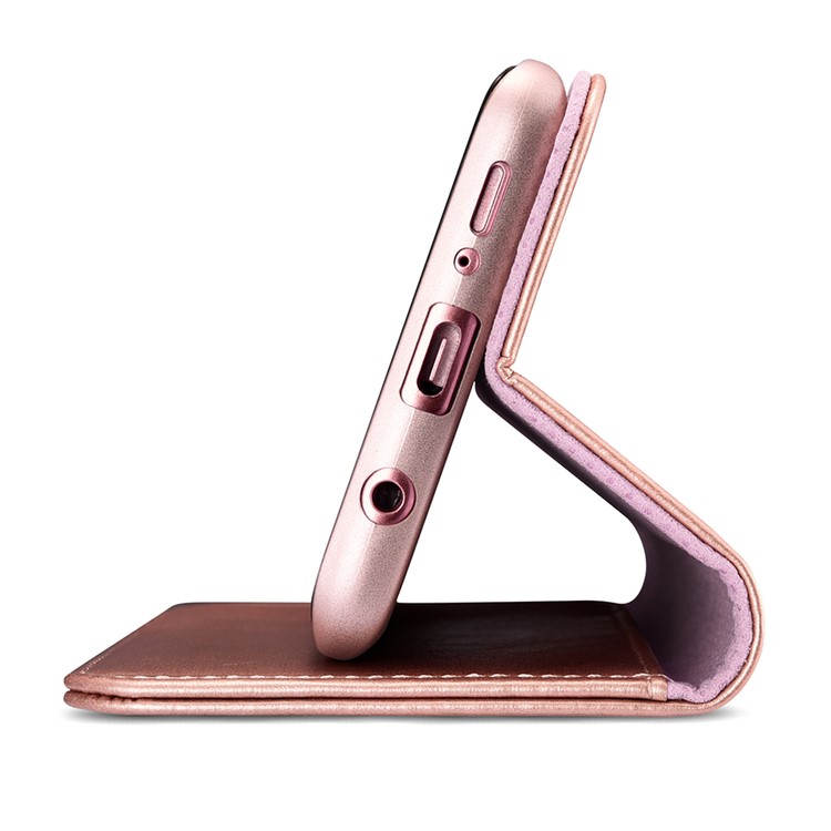 XOOMZ Crazy Horse Texture Leather Wallet Mobile Cover with Stand for Samsung Galaxy S9+ G965 - Rose Gold-4