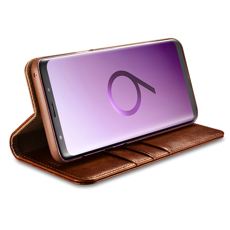 XOOMZ Crazy Horse Texture Leather Wallet Mobile Cover with Stand for Samsung Galaxy S9+ G965 - Rose Gold-5