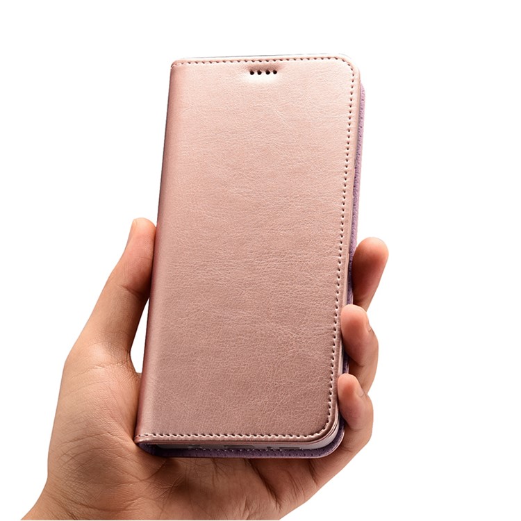 XOOMZ Crazy Horse Texture Leather Wallet Mobile Cover with Stand for Samsung Galaxy S9+ G965 - Rose Gold-7