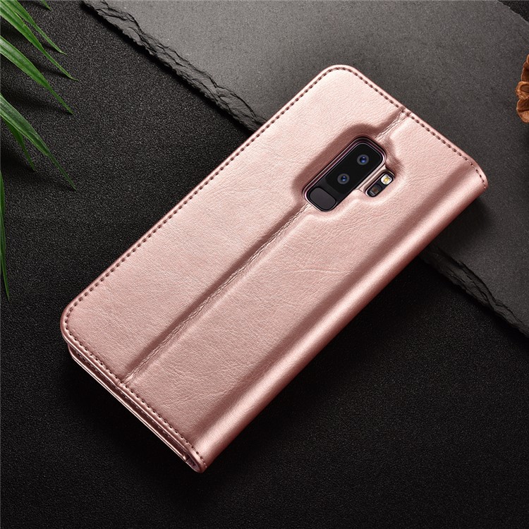 XOOMZ Crazy Horse Texture Leather Wallet Mobile Cover with Stand for Samsung Galaxy S9+ G965 - Rose Gold-8