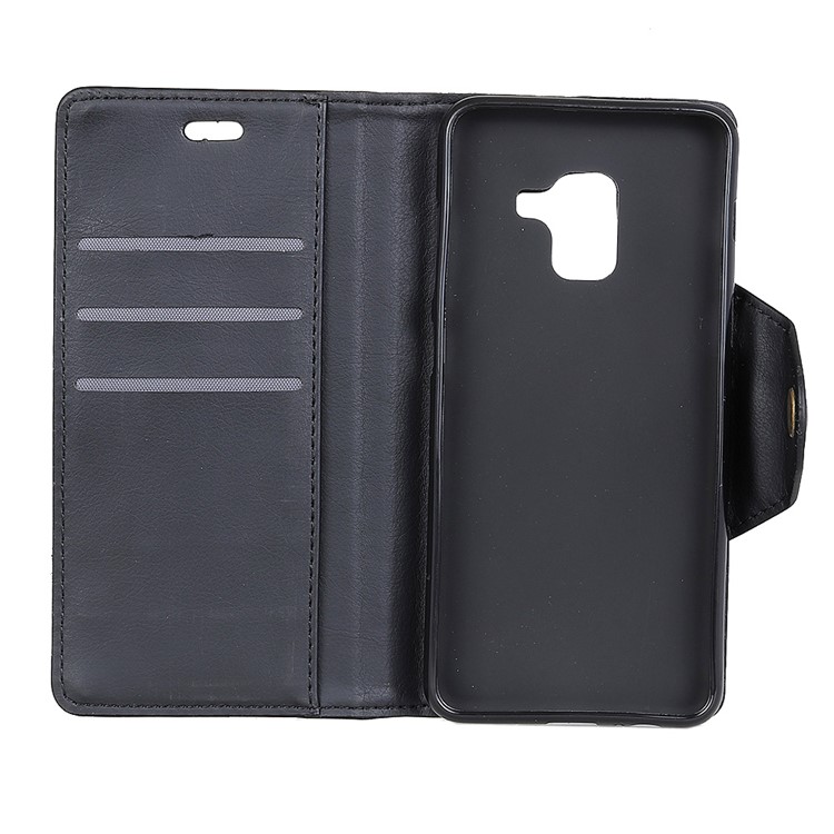 Crazy Horse Textured PU Leather Wallet Flip Stand Case for Samsung Galaxy A8 (2018) - Black-3