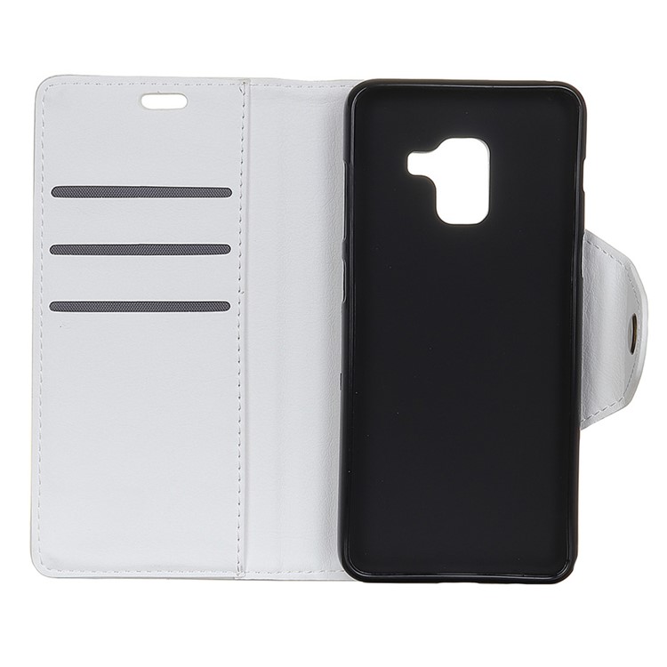 Crazy Horse Textured PU Leather Wallet Flip Stand Case for Samsung Galaxy A8 (2018) - White-3