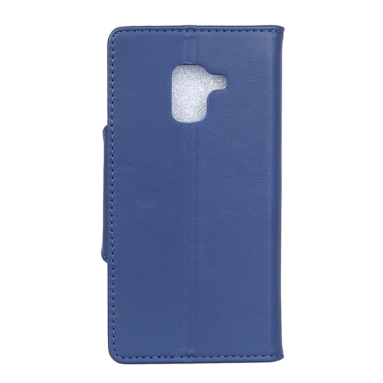Crazy Horse Textured PU Leather Wallet Stand Mobile Casing for Samsung Galaxy A8 (2018) - Blue-2