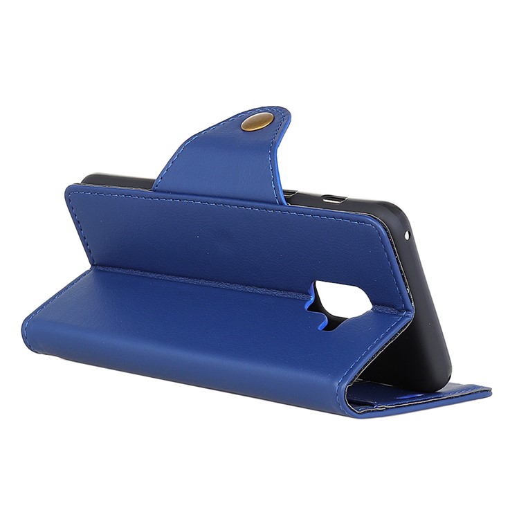Crazy Horse Textured PU Leather Wallet Stand Mobile Casing for Samsung Galaxy A8 (2018) - Blue-4