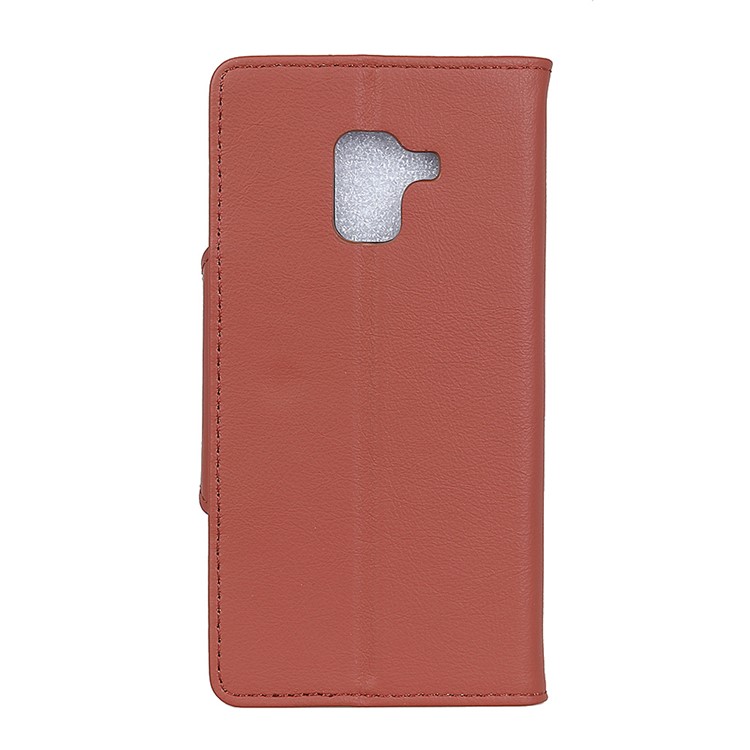 Crazy Horse Textured Stand Leather Wallet Mobile Phone Cover Shell for Samsung Galaxy A8 (2018) - Brown-2