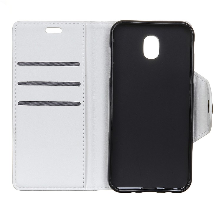 Textured PU Leather Wallet Stand Cover for Samsung Galaxy J3 (2017) EU Version / J3 Pro (2017) - White-3