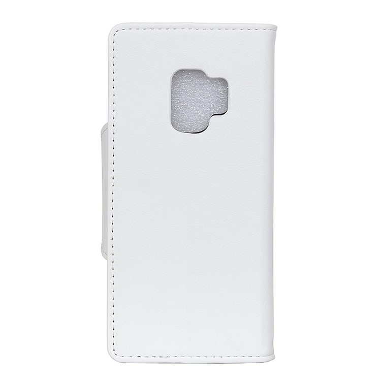 Crazy Horse Textured PU Leather Wallet Stand Phone Cover for Samsung Galaxy S9 SM-G960 - White-2