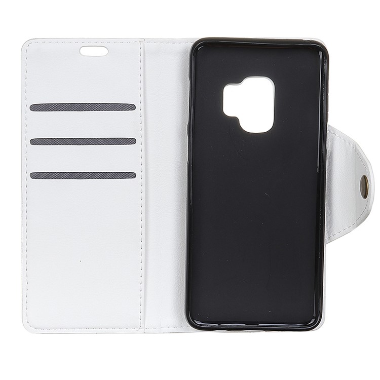 Crazy Horse Textured PU Leather Wallet Stand Phone Cover for Samsung Galaxy S9 SM-G960 - White-3