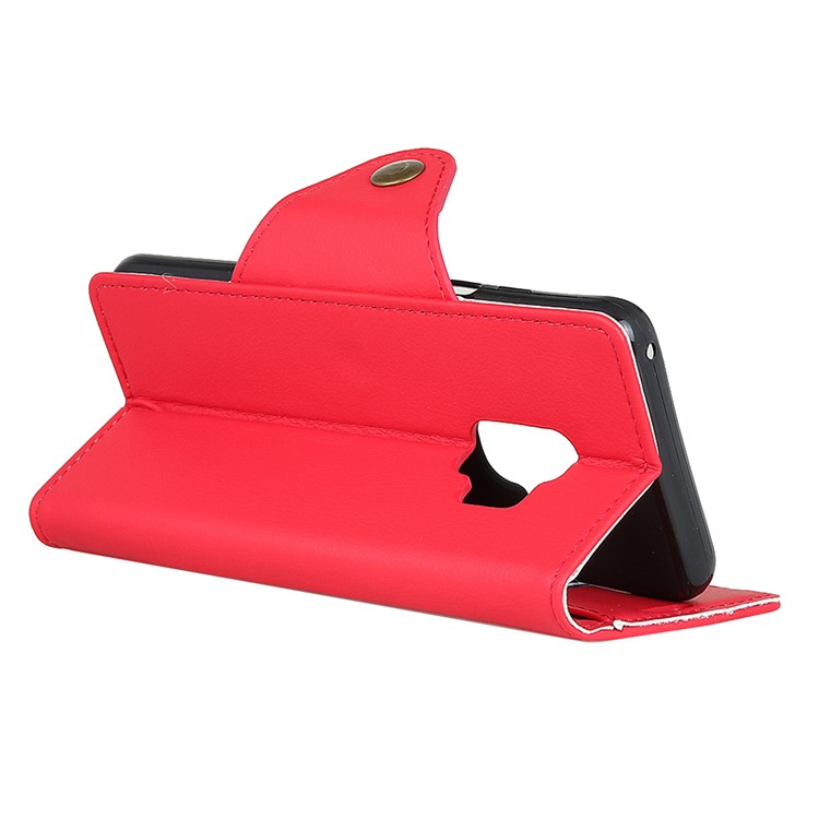 Crazy Horse Textured PU Leather Wallet Phone Shell with Stand for Samsung Galaxy S9 SM-G960 - Red-4