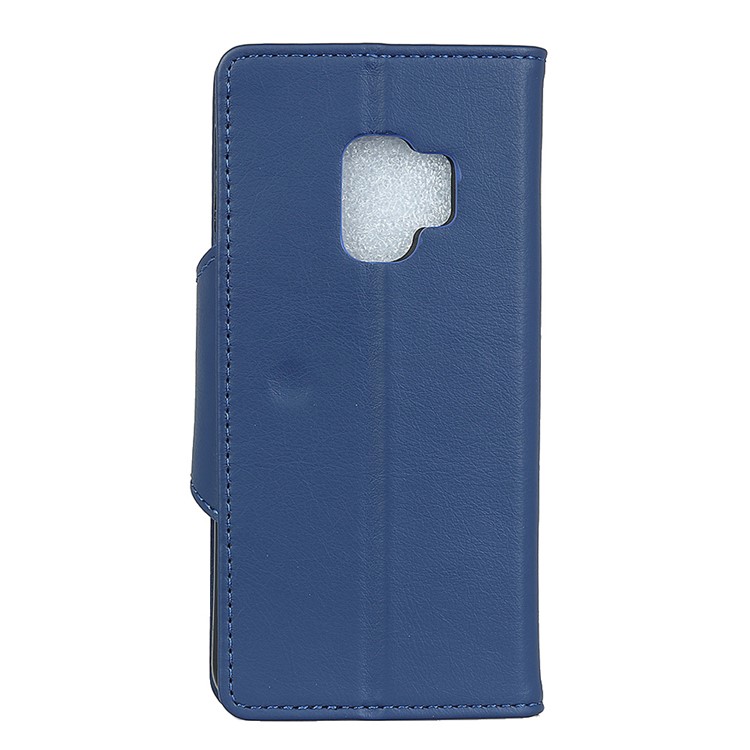 Crazy Horse Textured Stand Wallet Leather Phone Casing for Samsung Galaxy S9 SM-G960 - Blue-2