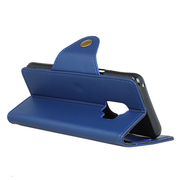 Crazy Horse Textured Stand Wallet Leather Phone Casing for Samsung Galaxy S9 SM-G960 - Blue-4