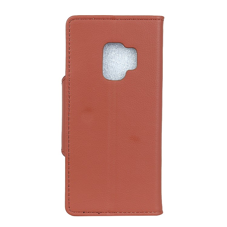 Crazy Horse Textured Leather Mobile Phone Case Accessory with Card Holder for Samsung Galaxy S9 SM-G960 - Brown-2