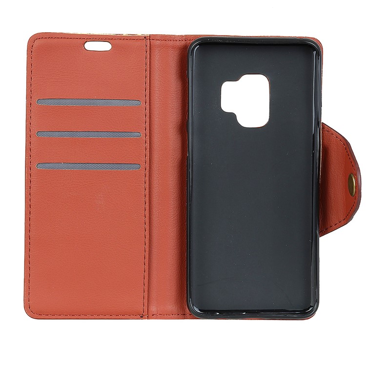Crazy Horse Textured Leather Mobile Phone Case Accessory with Card Holder for Samsung Galaxy S9 SM-G960 - Brown-3