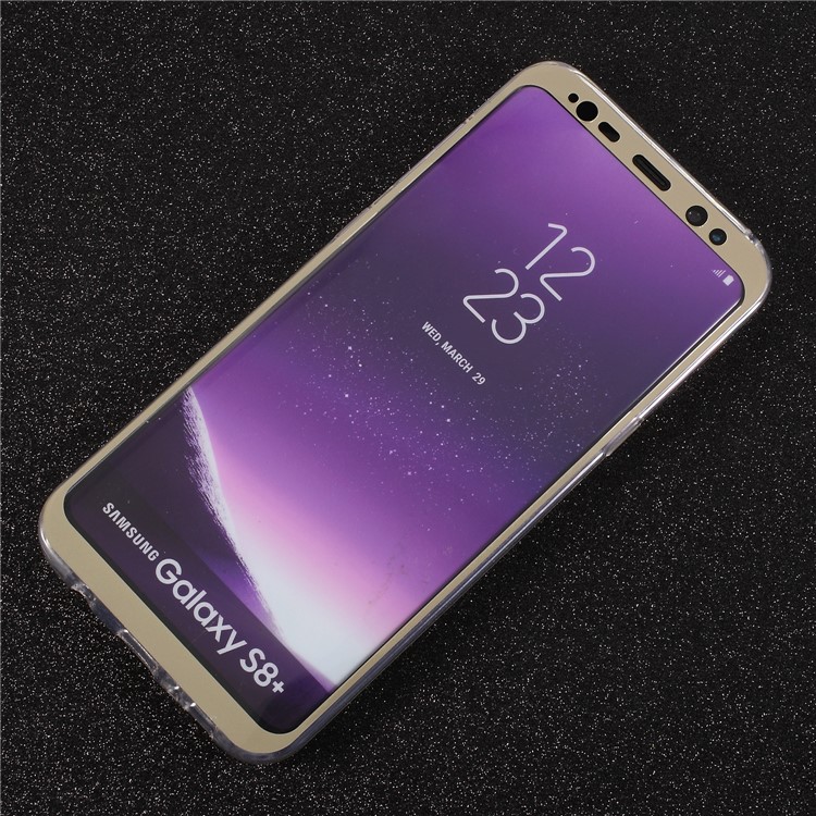 Touchable Acrylic TPU Hybrid Front + Soft TPU Hybrid Cell Phone Case for Samsung Galaxy S8 Plus G955 - Gold-5