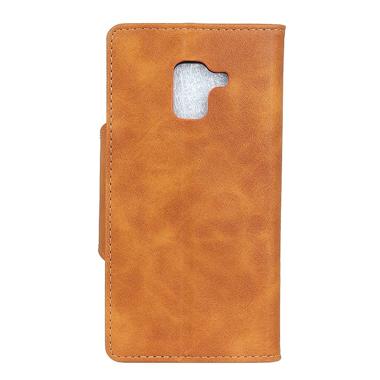 Textured PU Leather Wallet Phone Cover with Stand for Samsung Galaxy A8 (2018) - Brown-2