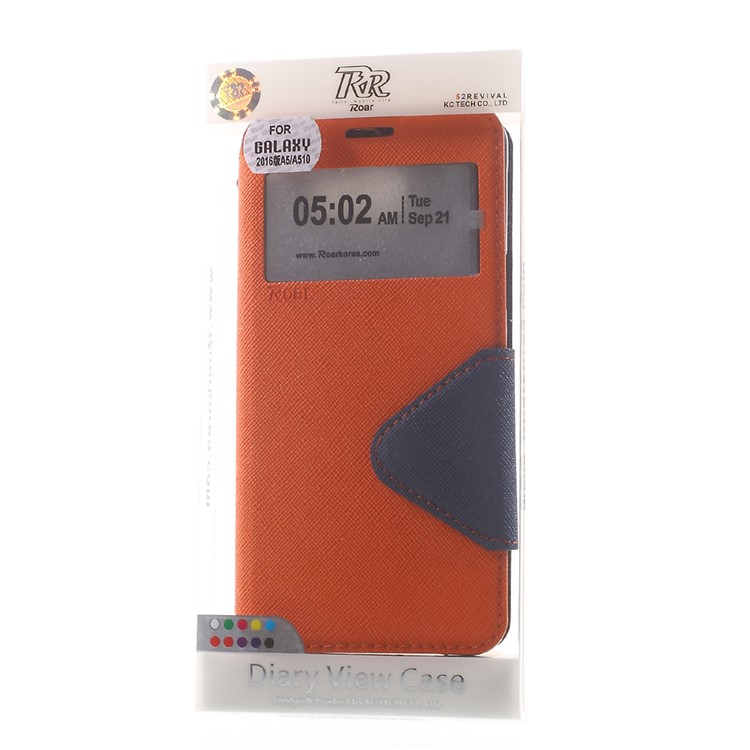ROAR KOREA Diary View Leather Stand Cover for Samsung Galaxy A5 SM-A510F (2016) - Orange-9