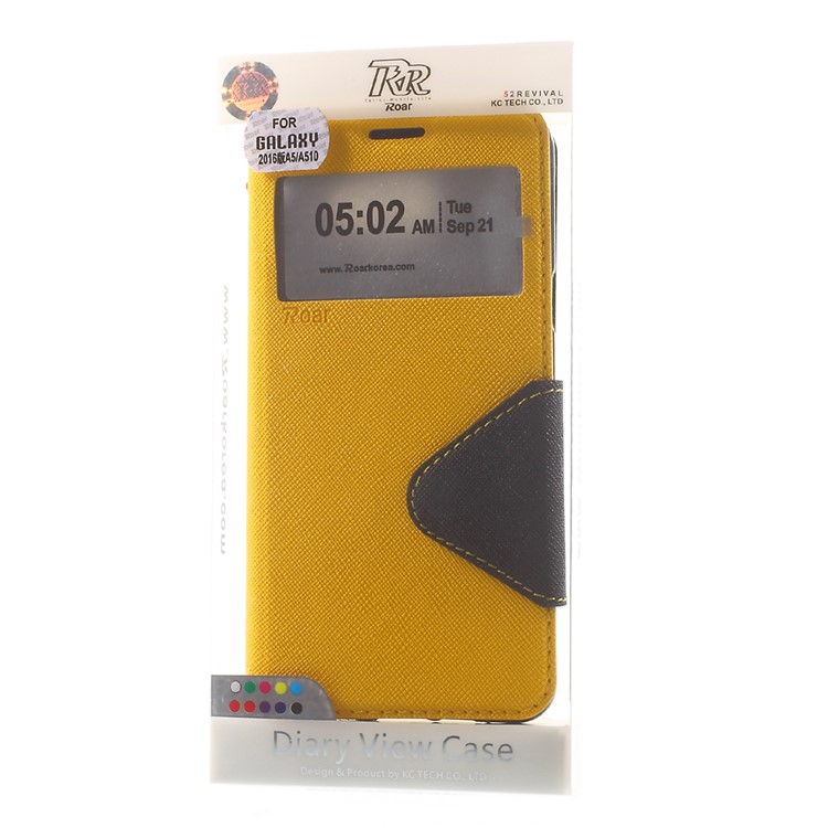 ROAR KOREA Diary View Leather Stand Case for Samsung Galaxy A5 SM-A510F (2016) - Yellow-10