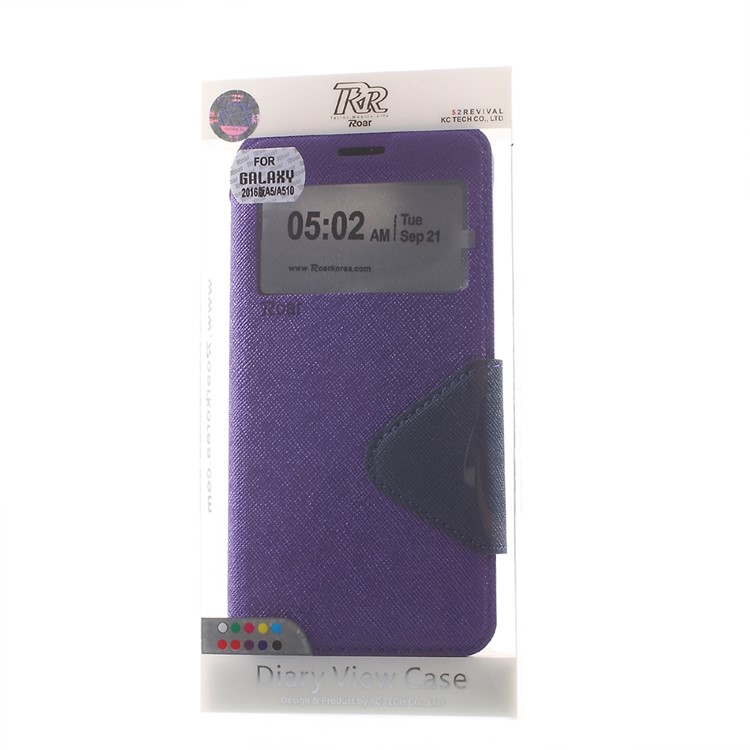 ROAR KOREA Diary View Leather Phone Case for Samsung Galaxy A5 SM-A510F (2016) - Purple-9