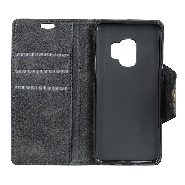 PU Leather Wallet Stand Cell Phone Case for Samsung Galaxy S9 G960 - Black-3