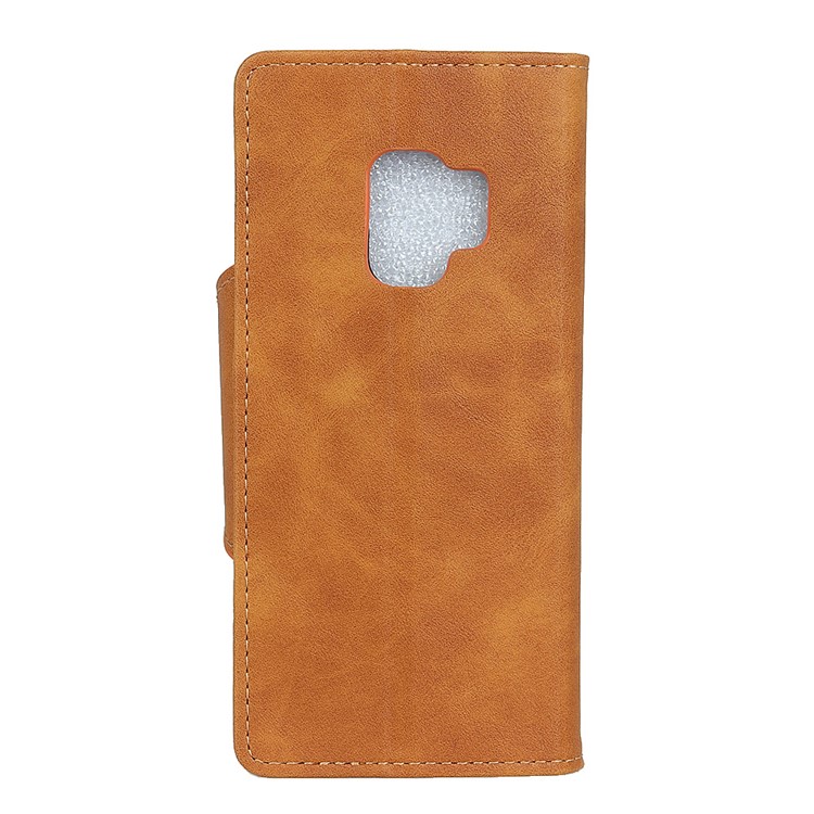 For Samsung Galaxy S9 G960 PU Leather Wallet Stand Folio Casing - Brown-2