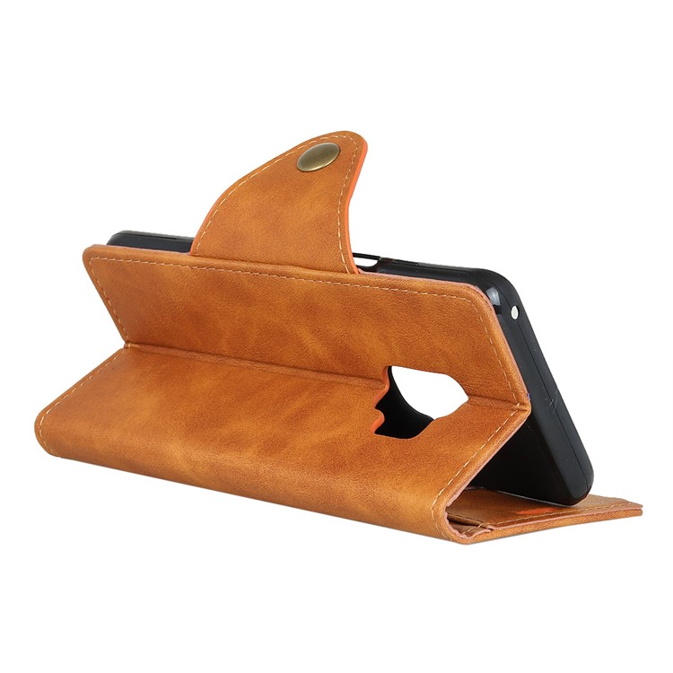 For Samsung Galaxy S9 G960 PU Leather Wallet Stand Folio Casing - Brown-4