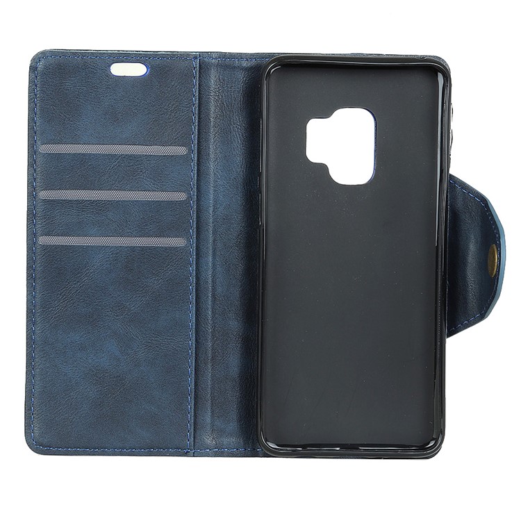 PU Leather Wallet Stand Phone Protection Cover Shell for Samsung Galaxy S9 G960 - Blue-3