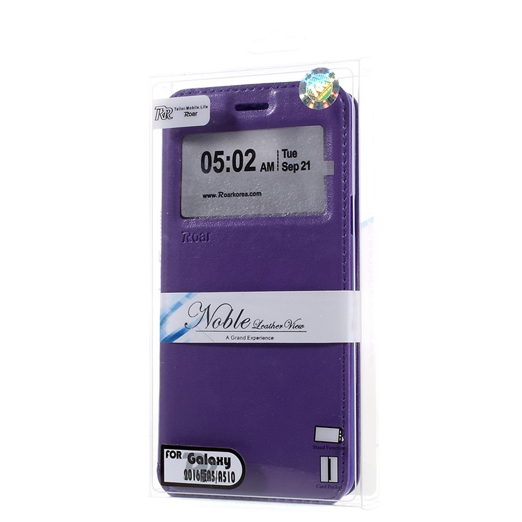 ROAR CORÉE Case Stand Fenêtre en cuir pour Samsung A5 SM-A510F (2016) - Violet-10