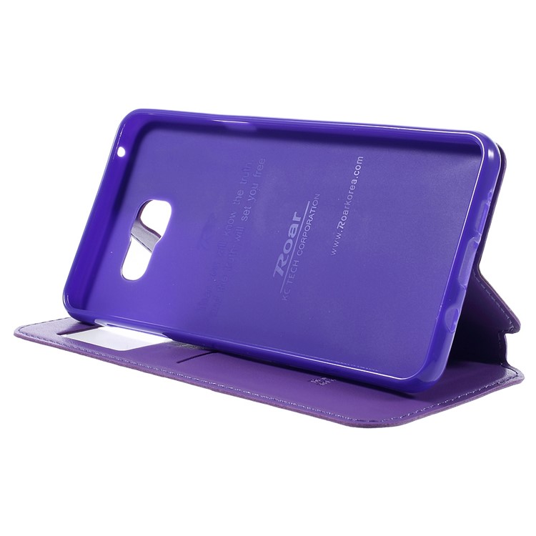 ROAR CORÉE Case Stand Fenêtre en cuir pour Samsung A5 SM-A510F (2016) - Violet-4