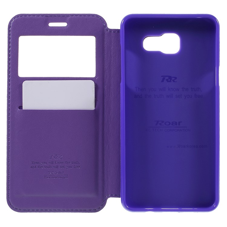 ROAR CORÉE Case Stand Fenêtre en cuir pour Samsung A5 SM-A510F (2016) - Violet-6