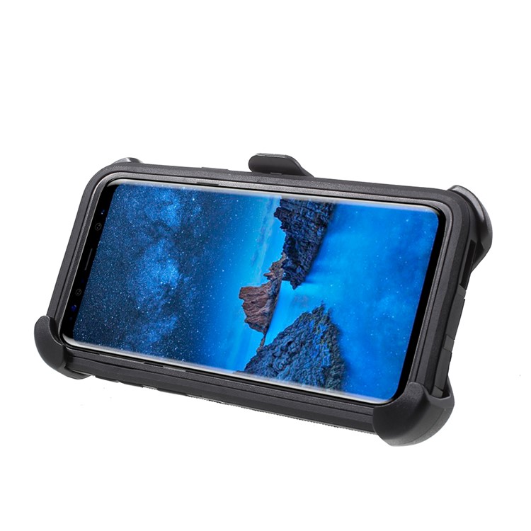 Heavy Duty Kickstand Belt Clip PC + TPU Hybrid Case for Samsung Galaxy S9 G960 - Black-3
