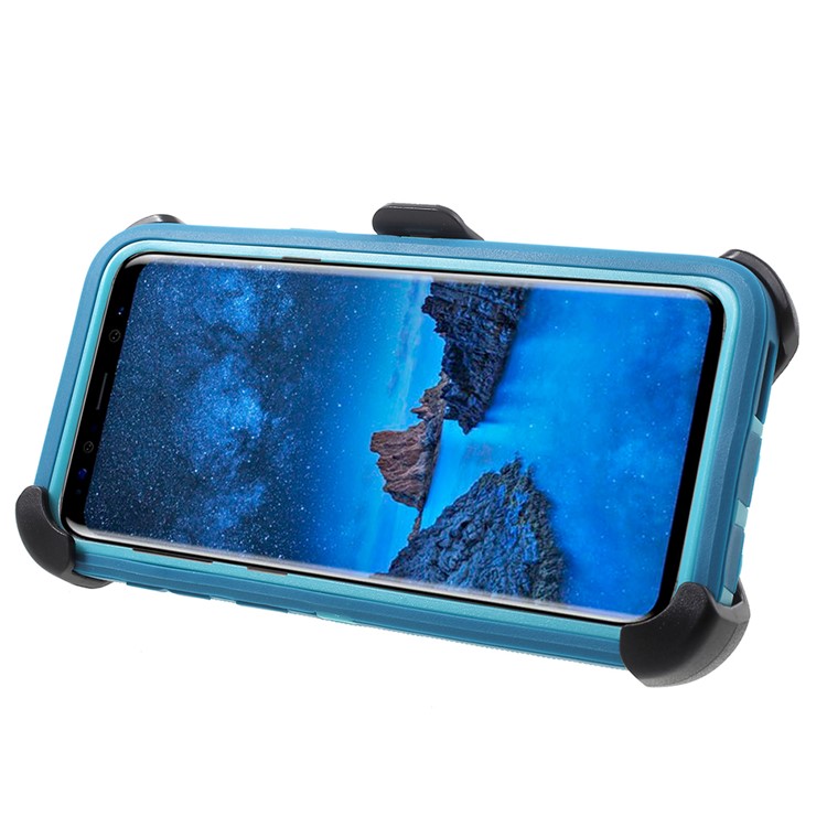 Heavy Duty Kickstand Belt Clip PC + TPU Hybrid Protective Case for Samsung Galaxy S9 G960 - Baby Blue-3