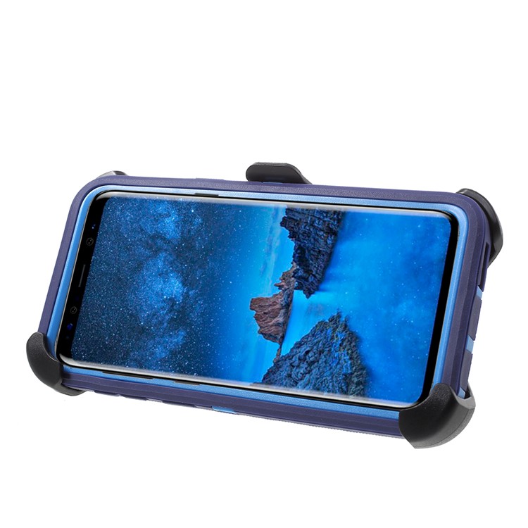 Heavy Duty Kickstand Belt Clip PC + TPU Hybrid Mobile Case for Samsung Galaxy S9 G960 - Dark Blue-3