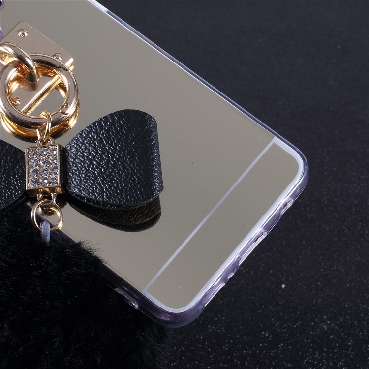 Soft Furry Ball Fingering Holder Mirror Surface TPU Phone Casing for Samsung Galaxy S9 SM-G960 - Black-4